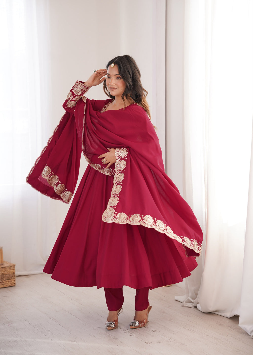 Karwa Chauth Embroidered Anarkali Set
