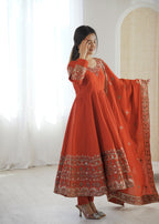 Elegant Roman Silk Anarkali Set