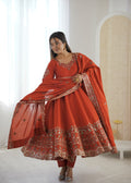 Elegant Roman Silk Anarkali Set