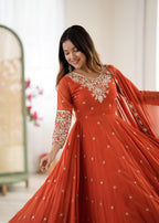 Rainbow Sequin Blooming Faux Anarkali