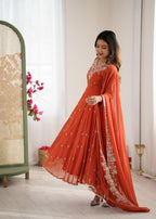 Rainbow Sequin Blooming Faux Anarkali