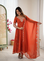 Rainbow Sequin Blooming Faux Anarkali
