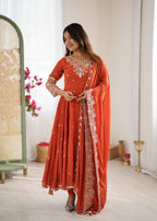 Rainbow Sequin Blooming Faux Anarkali