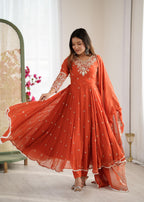 Rainbow Sequin Blooming Faux Anarkali