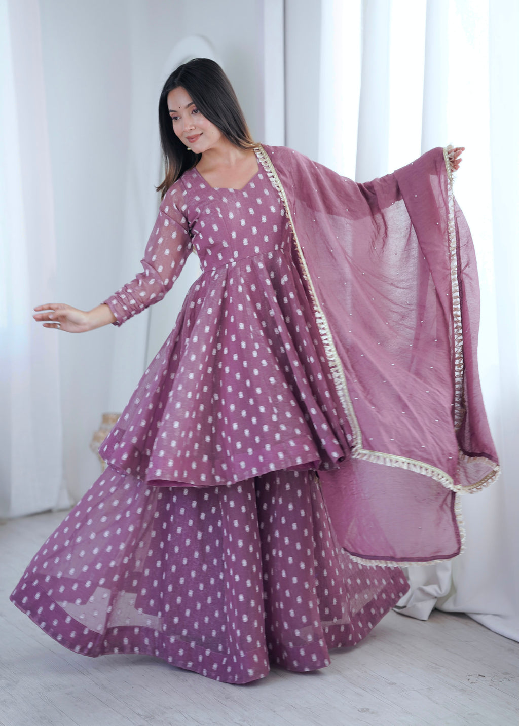 Crunchy Silk Jacquard Sharara Set