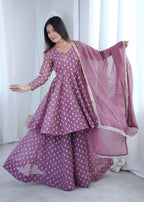 Crunchy Silk Jacquard Sharara Set