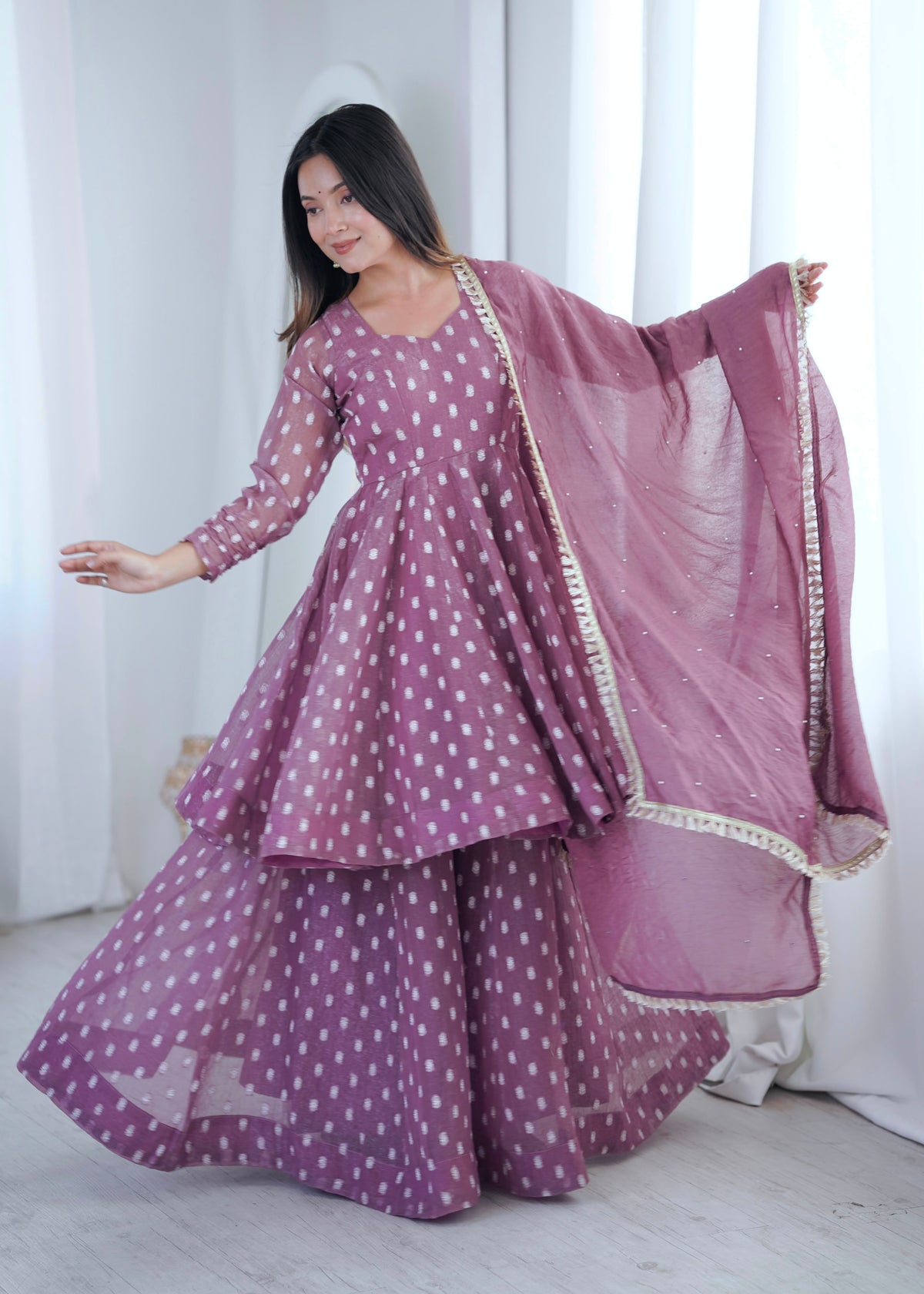 Crunchy Silk Jacquard Sharara Set