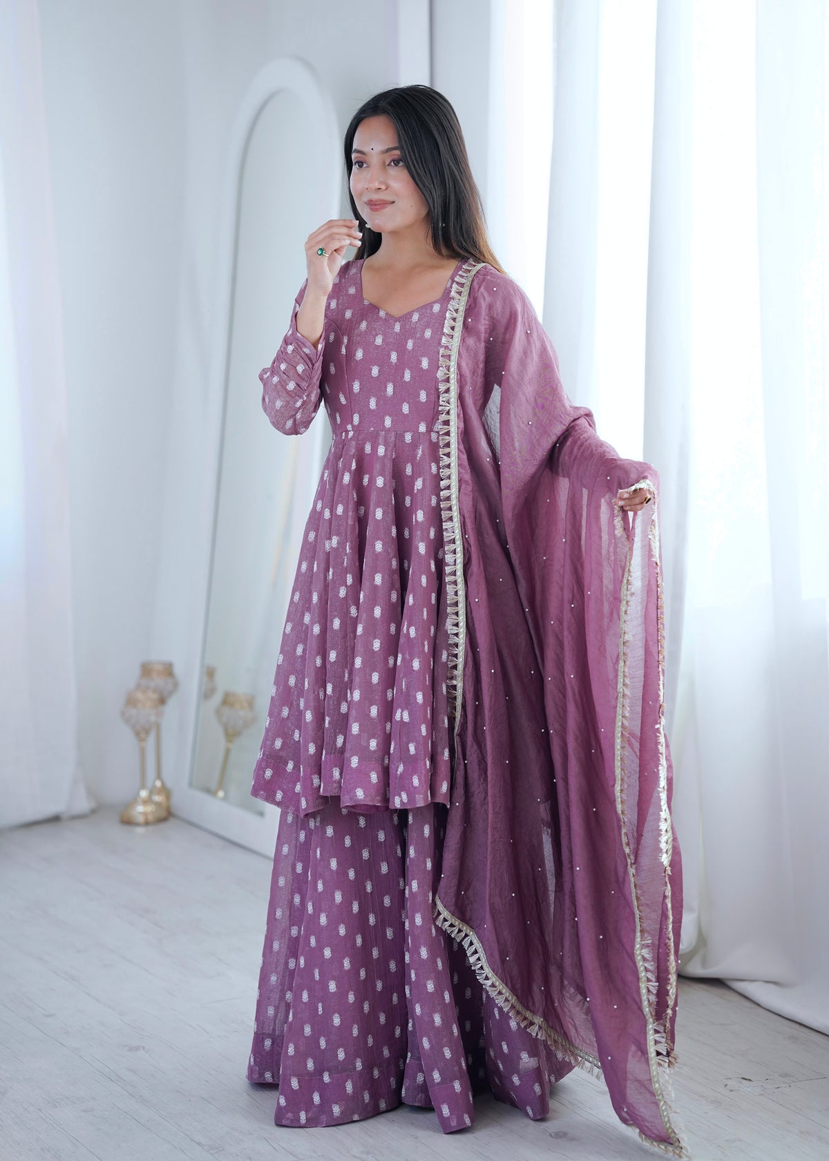 Crunchy Silk Jacquard Sharara Set