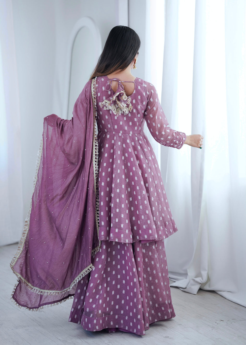 Crunchy Silk Jacquard Sharara Set