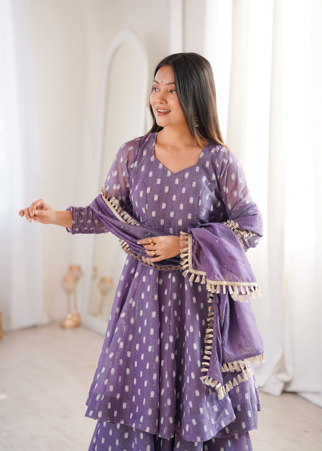 Crunchy Silk Jacquard Sharara Set