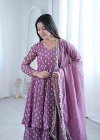 Crunchy Silk Jacquard Sharara Set