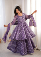 Crunchy Silk Jacquard Sharara Set