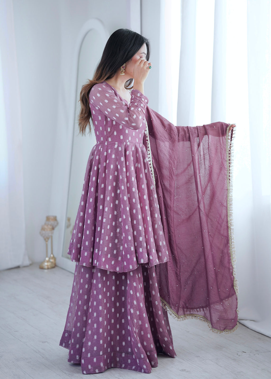 Crunchy Silk Jacquard Sharara Set