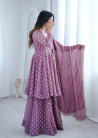 Crunchy Silk Jacquard Sharara Set