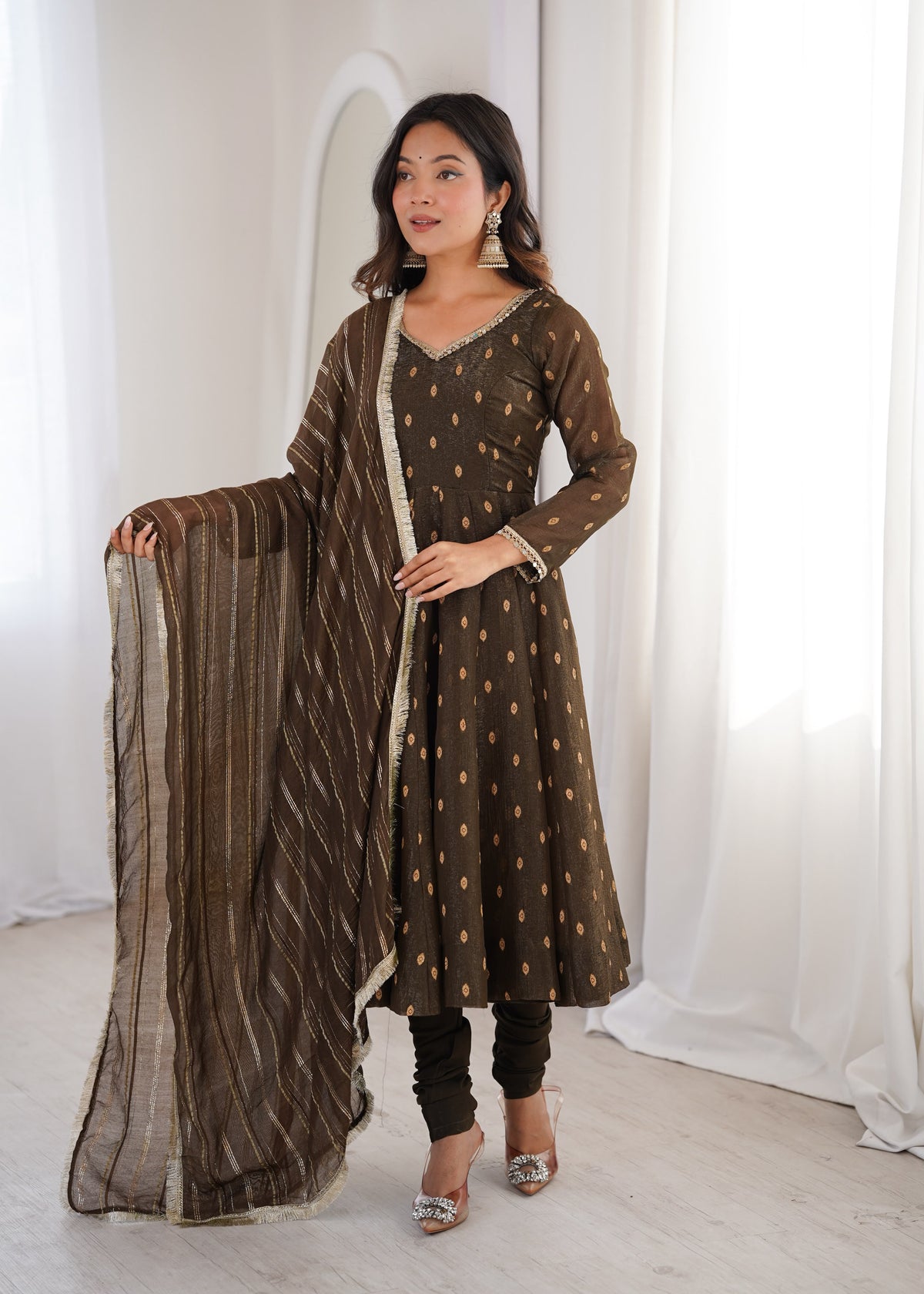 Crunchy Silk Jacquard Anarkali