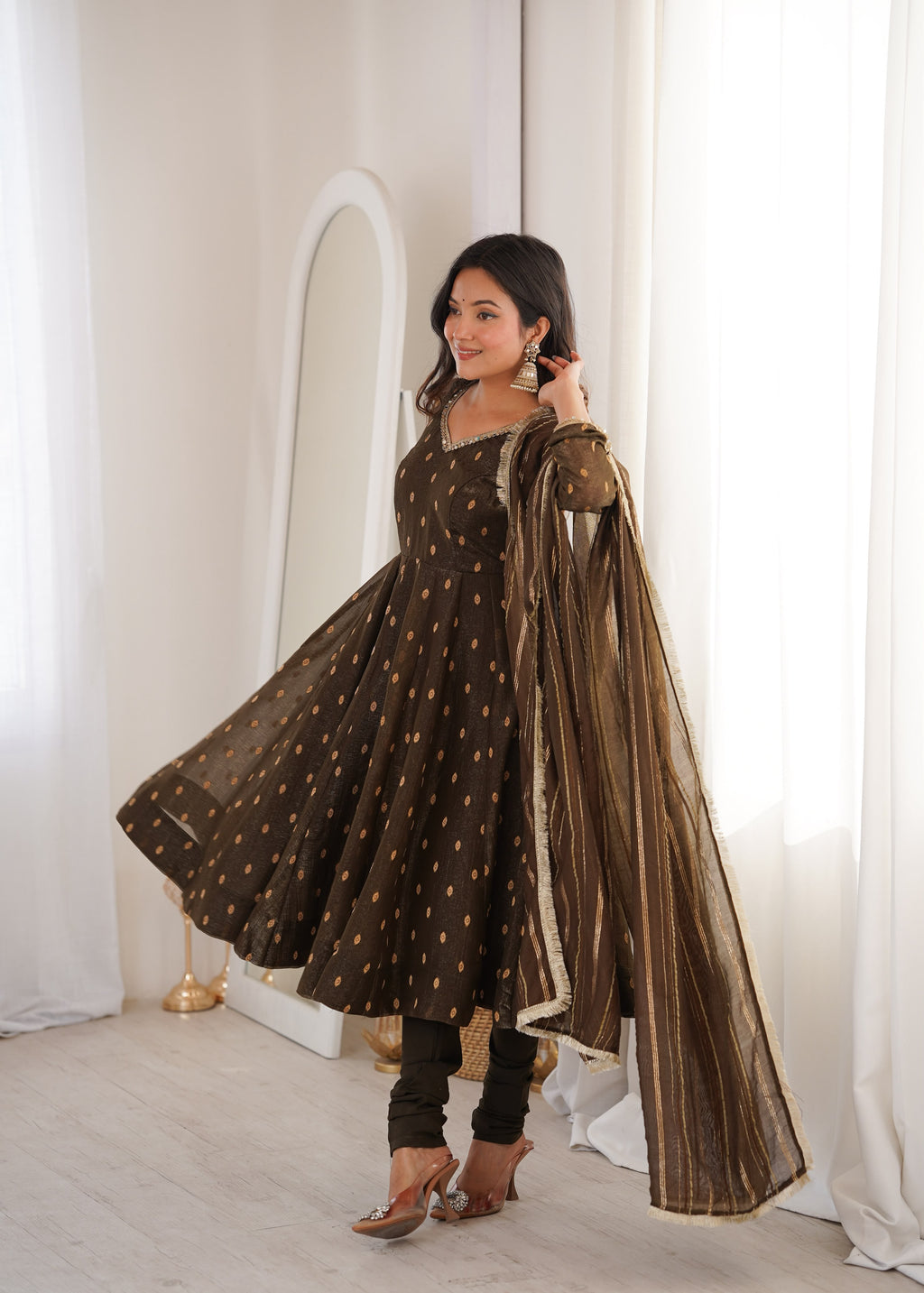 Crunchy Silk Jacquard Anarkali