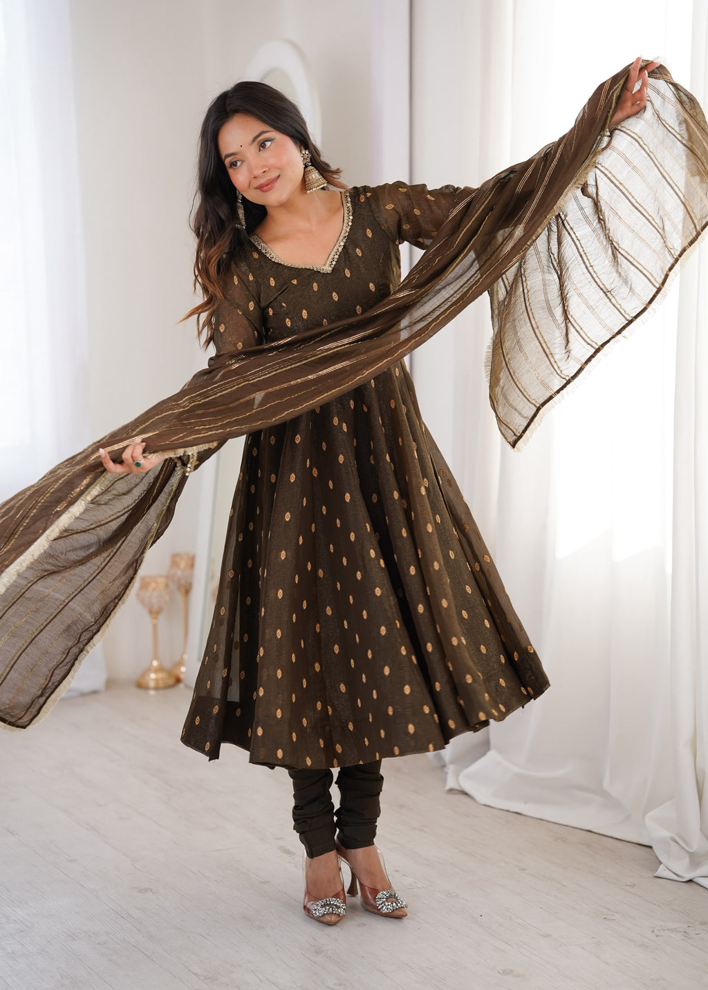 Crunchy Silk Jacquard Anarkali