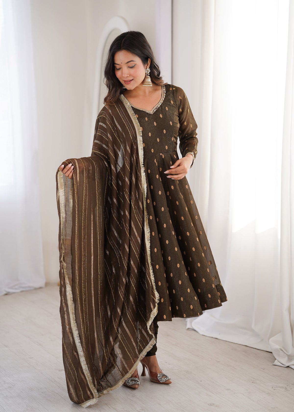 Crunchy Silk Jacquard Anarkali