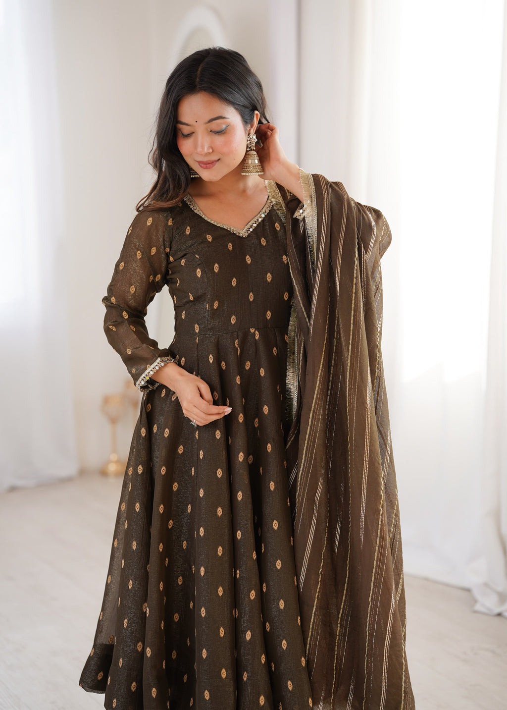 Crunchy Silk Jacquard Anarkali