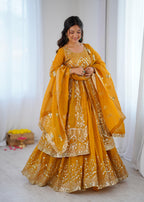 Crunchy Silk Embroidered Lehenga Set