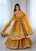 Crunchy Silk Embroidered Lehenga Set