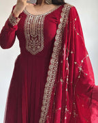 Fox Georgette Embroidered Party Gown