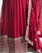 Fox Georgette Embroidered Party Gown