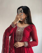 Fox Georgette Embroidered Party Gown