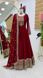 Fox Georgette Embroidered Party Gown