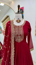 Fox Georgette Embroidered Party Gown