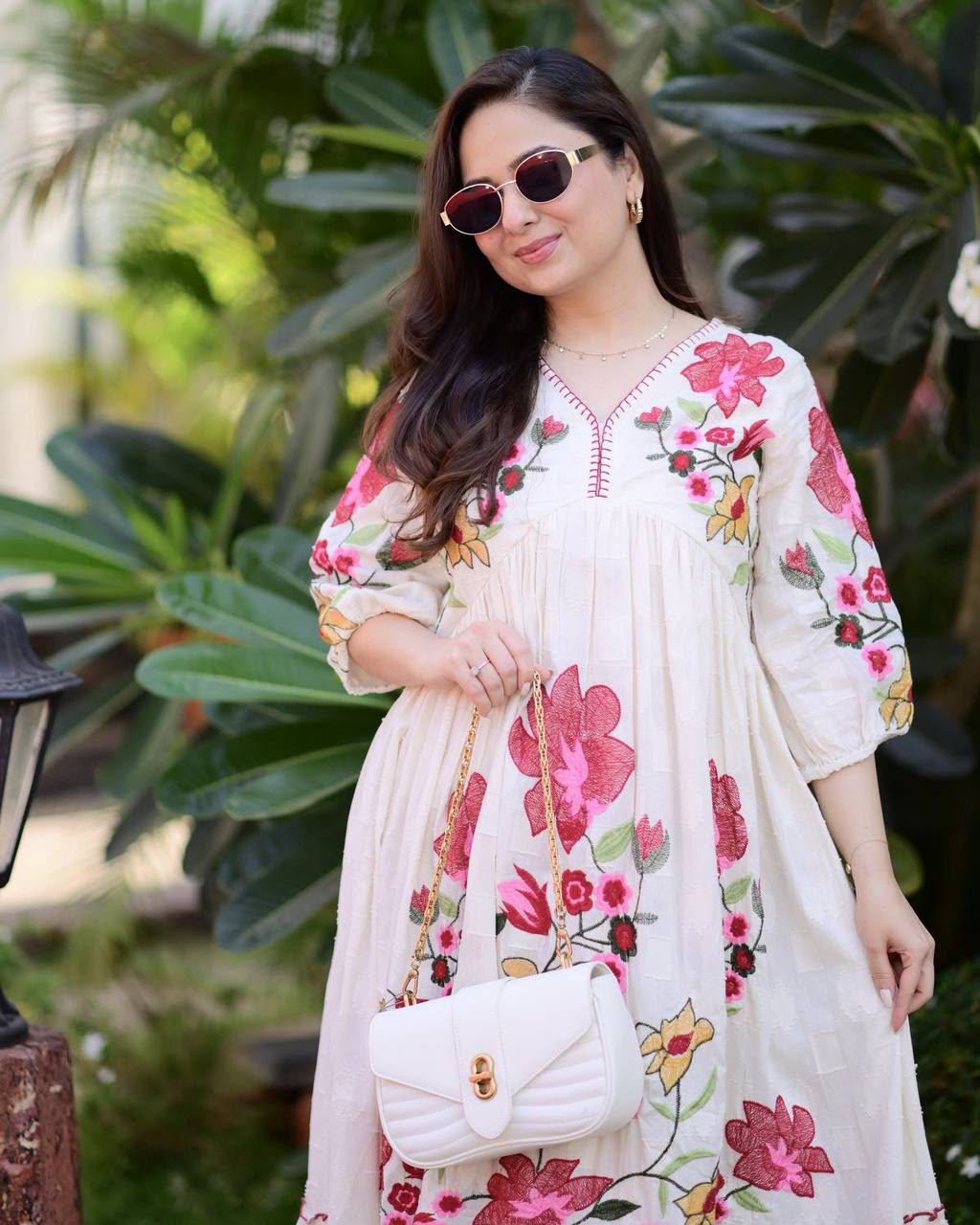 Embroidered Rayon Maxi Gown