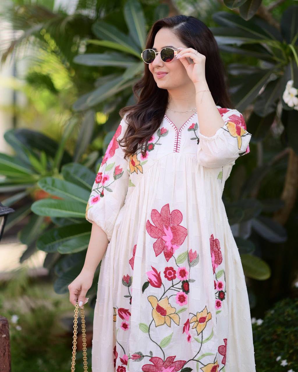 Embroidered Rayon Maxi Gown