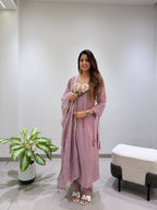 Mul Chanderi Handwork Gown Set