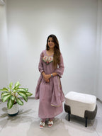 Mul Chanderi Handwork Gown Set