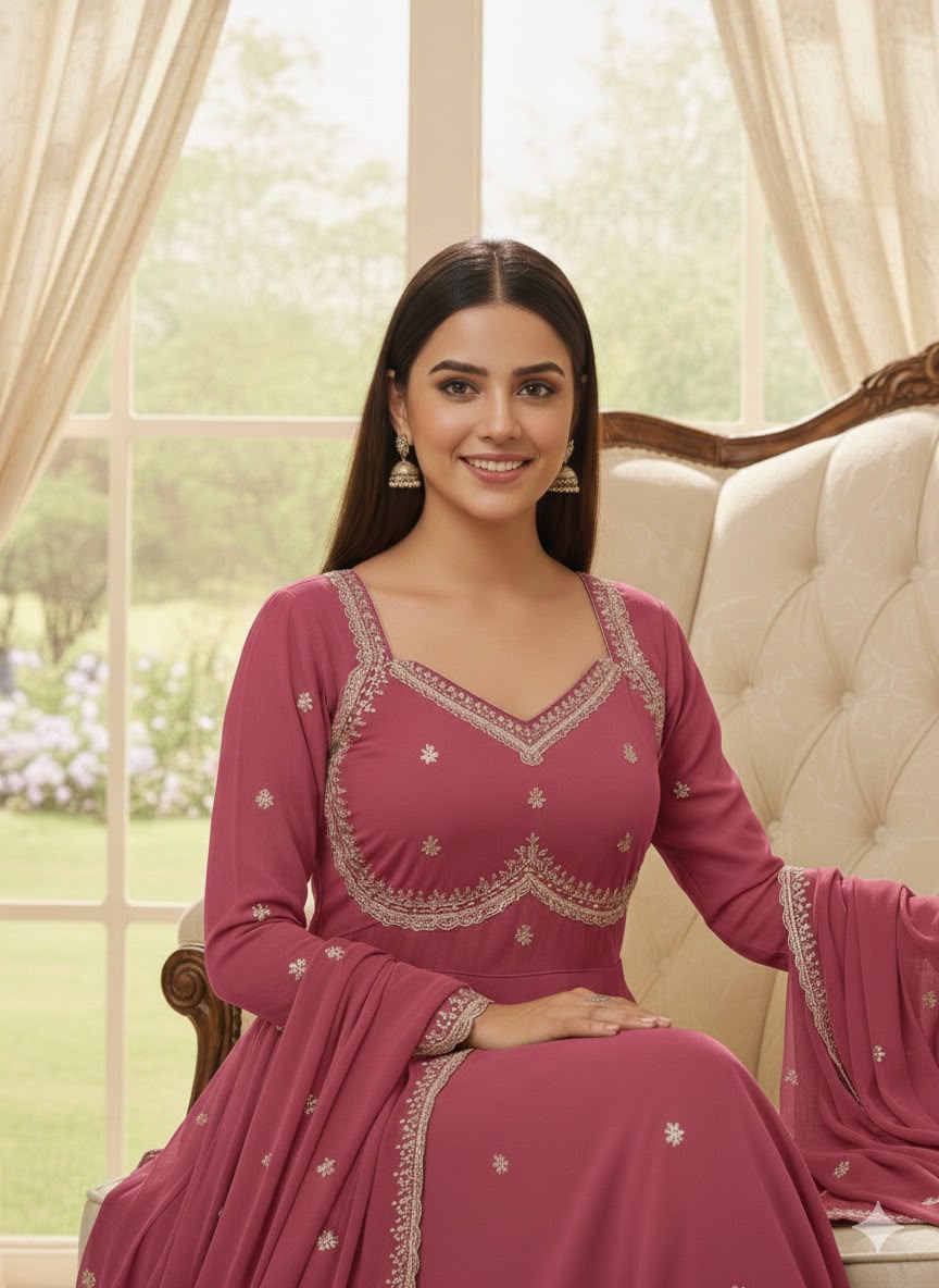 Red Ishq Party Wear Gown Set