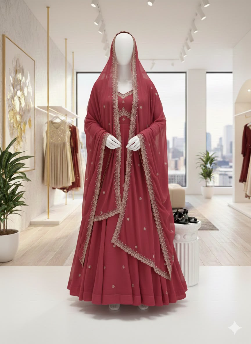 Red Ishq Party Wear Gown Set