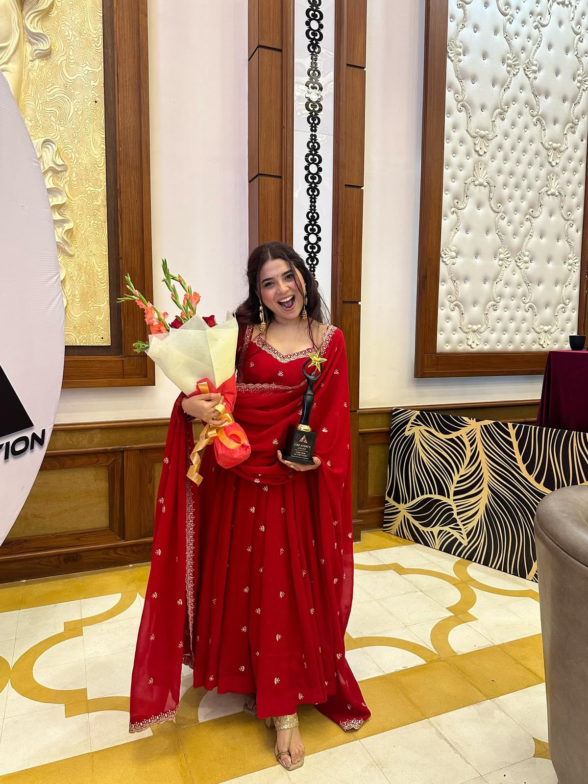 Red Ishq Party Wear Gown Set