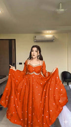 Red Ishq Party Wear Gown Set