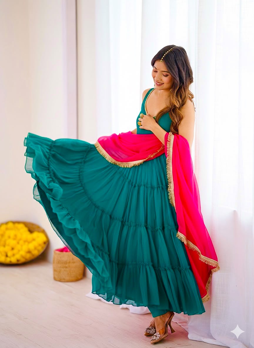 Elegant Georgette Chiffon Gown Set