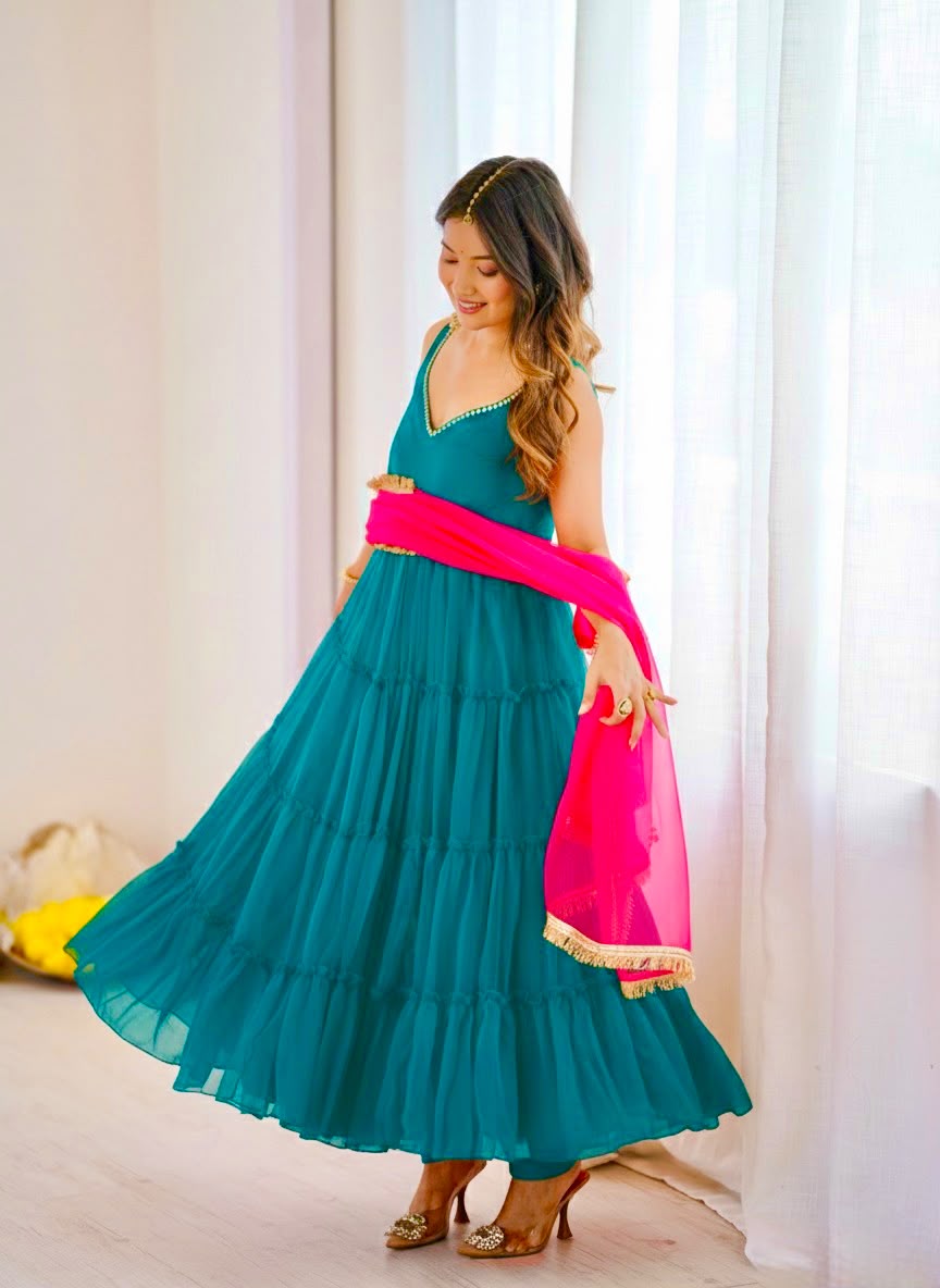 Elegant Georgette Chiffon Gown Set