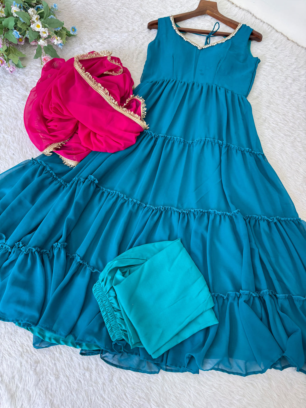Elegant Georgette Chiffon Gown Set
