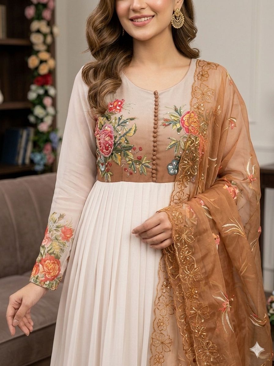 Handwork Fox Georgette Gown Set