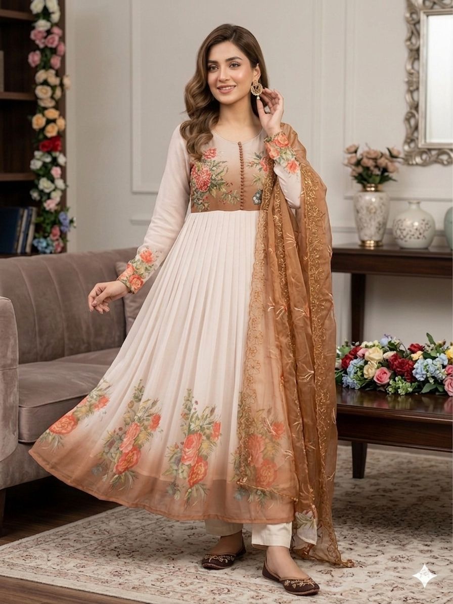Handwork Fox Georgette Gown Set