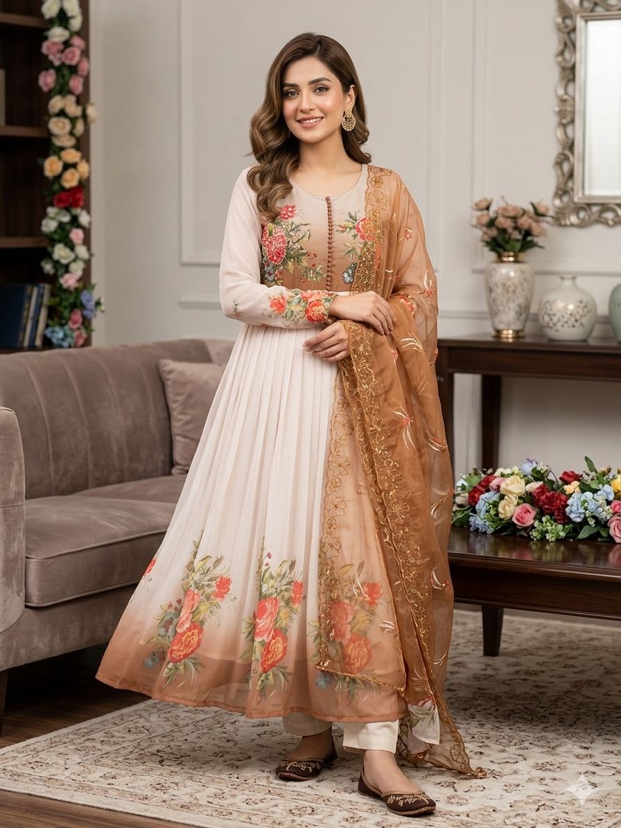 Handwork Fox Georgette Gown Set