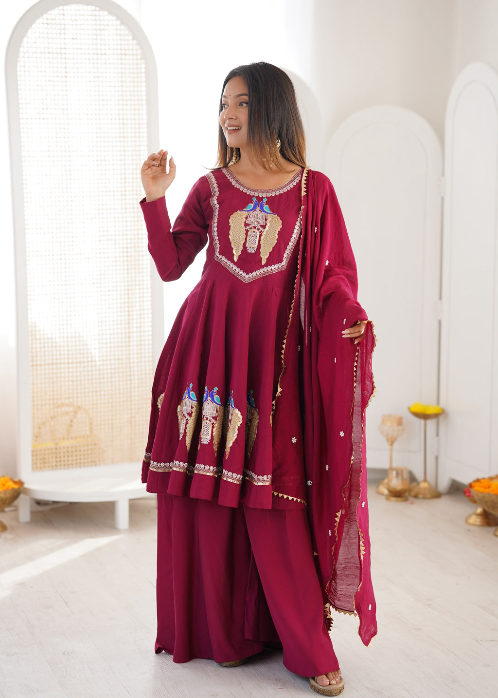 Elegant Mirror Work Anarkali Set