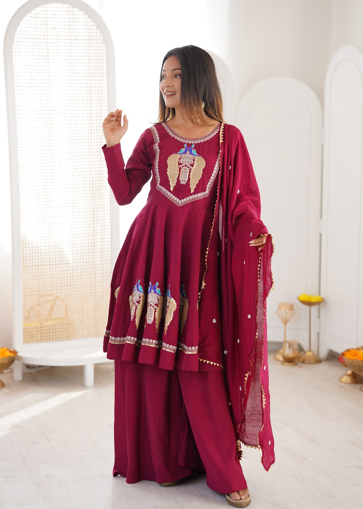 Elegant Mirror Work Anarkali Set