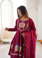 Elegant Mirror Work Anarkali Set