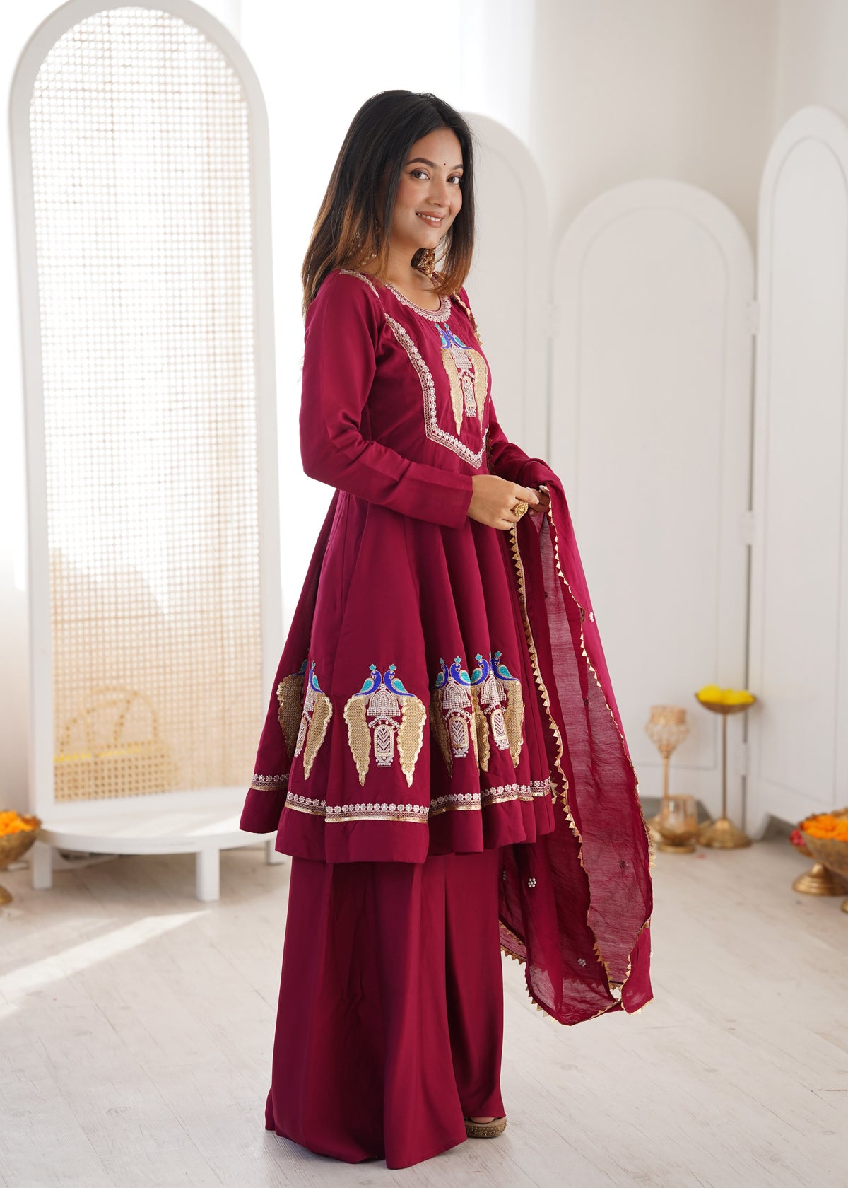 Elegant Mirror Work Anarkali Set