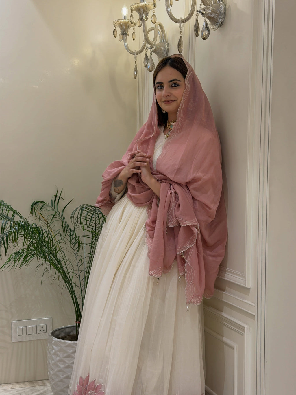 Georgette Embroidered Gown Set