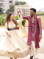 Elegant Chinon Silk Anarkali Set